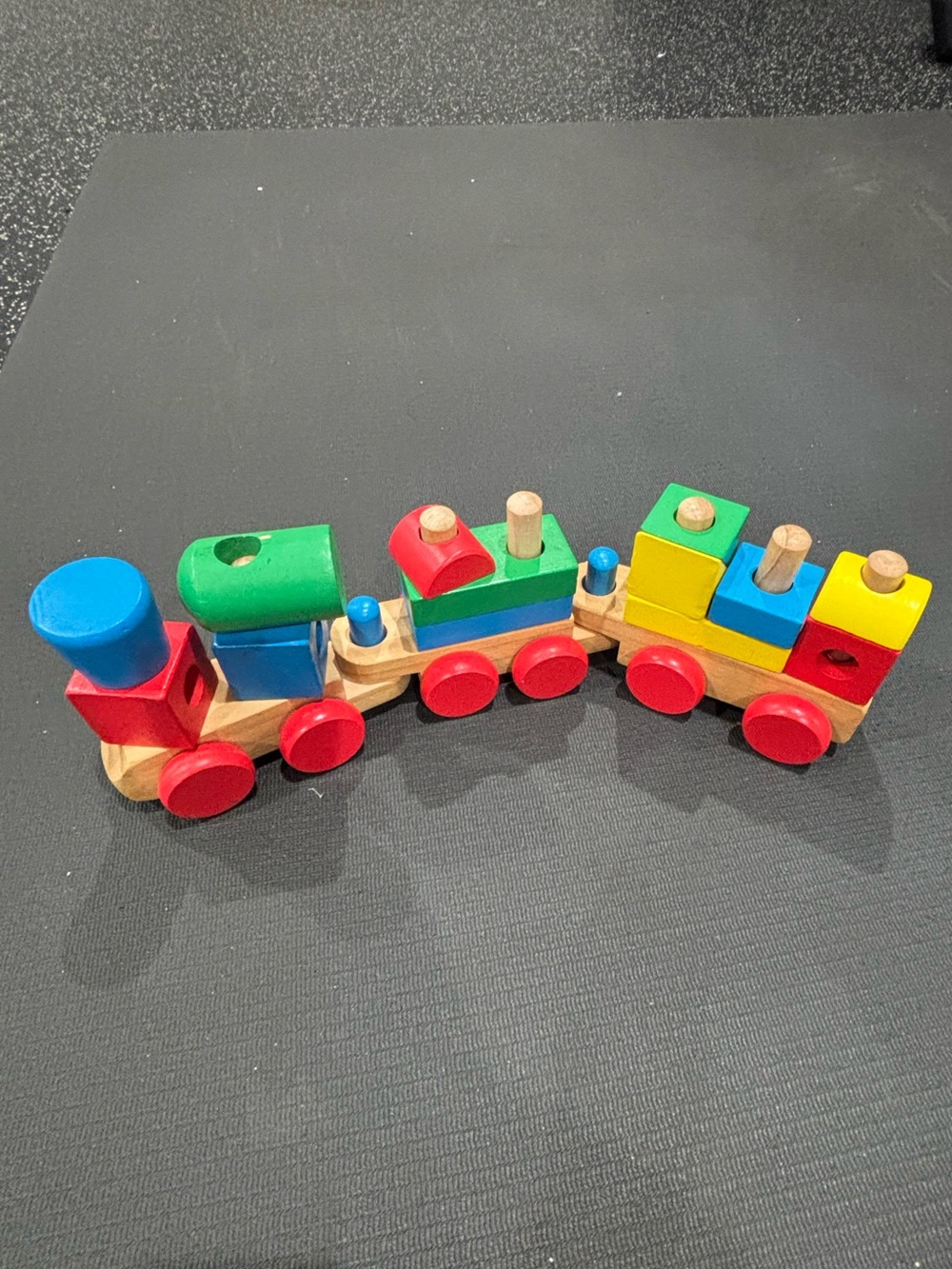 Melissa & Doug Classic Wooden Stacking Train 3-Car Building Block Toy
